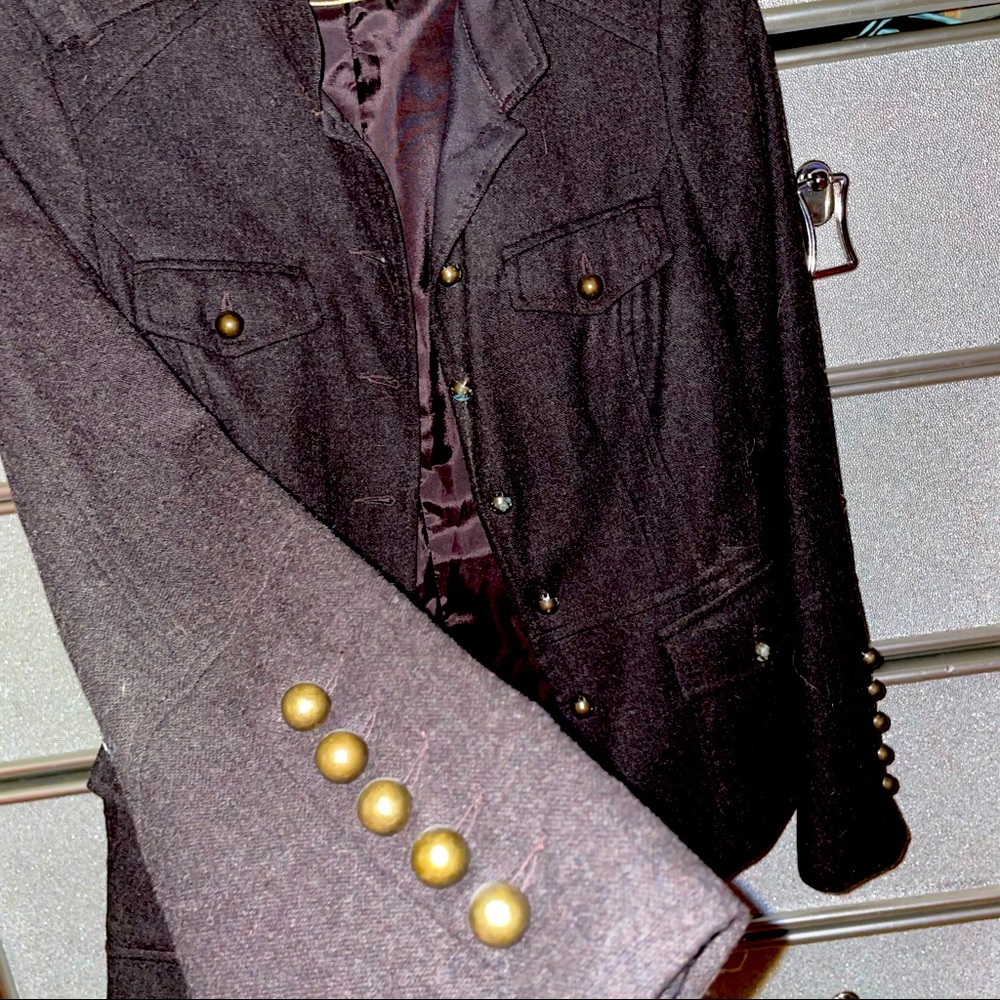 Wool blazer with brass details